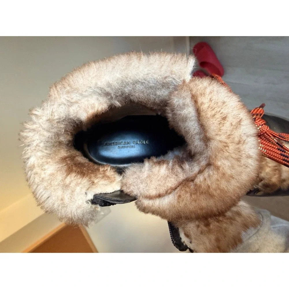 American eagle black faux fur‎ boots women's 8